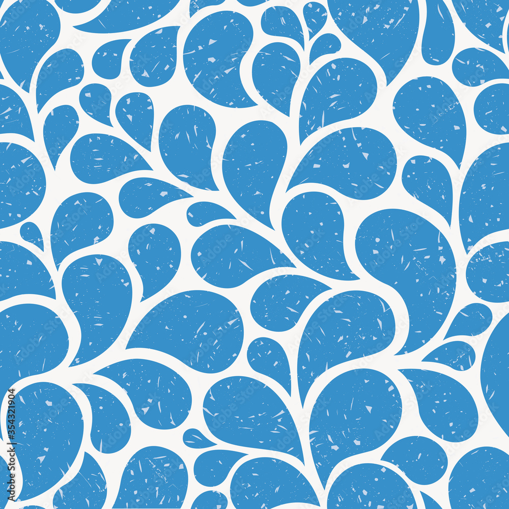 Vector seamless hand-drawn floral pattern with grunge effect. Bright textured background for print, home decor, textile design, wrapping paper, wallpaper