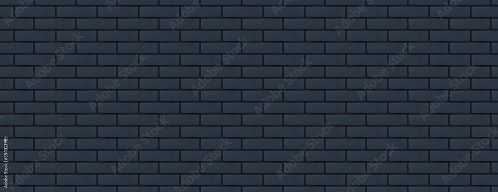 seamless panoramic black brick wall pattern for background - obrazy, fototapety, plakaty 