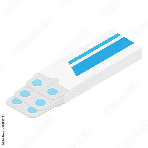 Packaging for drugs: painkillers, antibiotics, vitamins and aspirin tablets. Blisters icon with pills. Vector