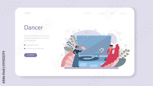 Dance teacher or choreographer in dance studio web banner
