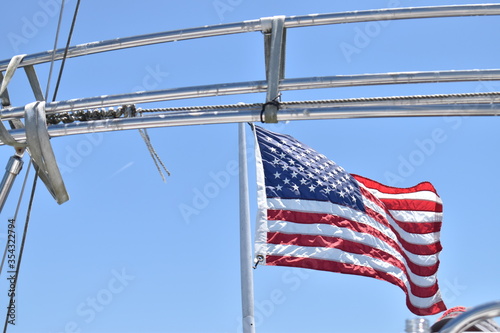 american flag on the mast
