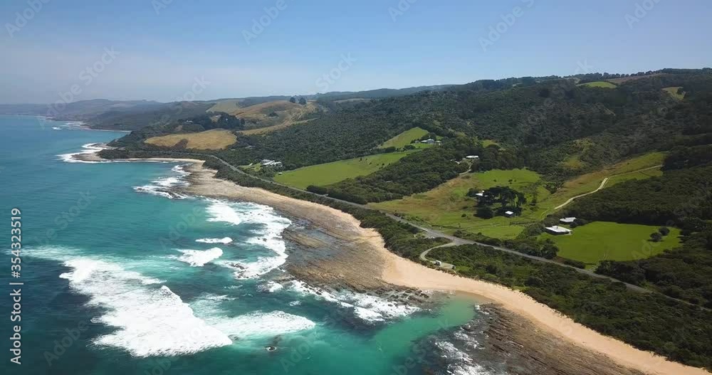 4k aerial view of the coast along the Great Ocean Road in Victoria, Australia. 4k aerial view of the coast along the Great Ocean Road in Victoria, Australia.