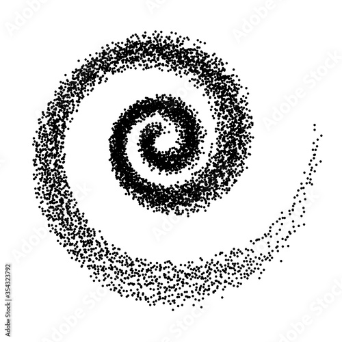 Spiral vector Illustration. Abstract swirl form with dots. Tornado vector illustration. Top view. Spiral background. Business spiral backdrop. Technology design element. Swirl background