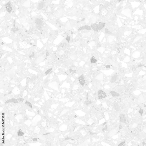 Cool seamless terrazzo flooring or marble monochrome old texture. Polished wall stone pattern beautiful for background. White and grey, grayscale backdrop with copy space, add text and etc.