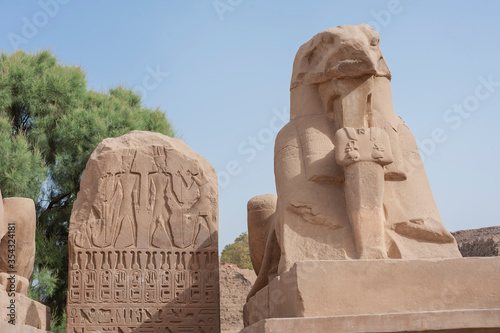 Ram sphinx at ancient egyptian temple in Luxor