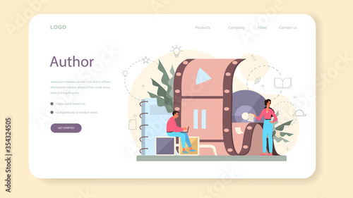 Screenwriter web banner or landing page. Person create