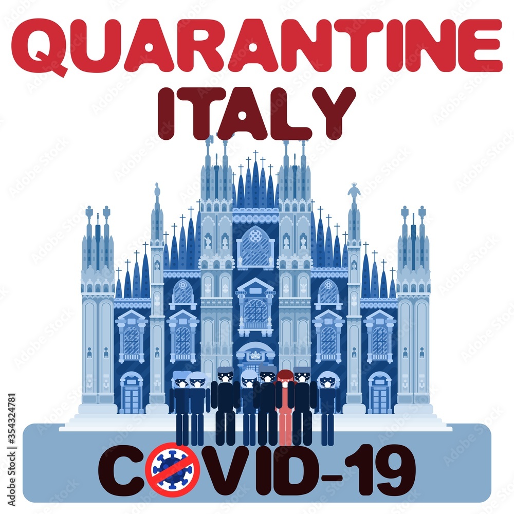 Milan disease close quarantine. flat style stock