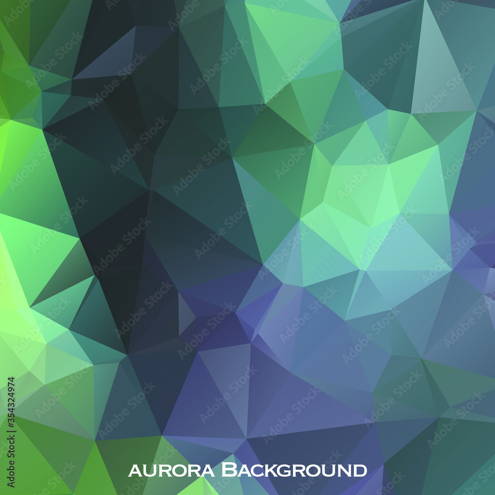 Modern Polygonal shapes background, low poly triangles mosaic, Triangular aurora backdrop, vector design wallpaper. High technology concept.