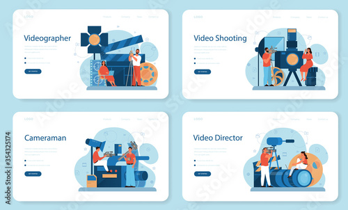 Video production or videographer web banner or landing page set.