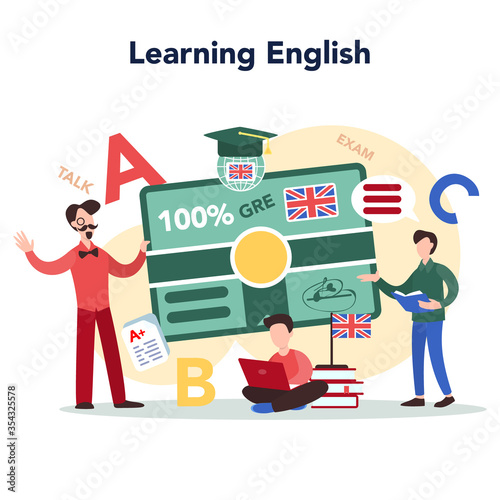 English course concept. Study foreign languages in school