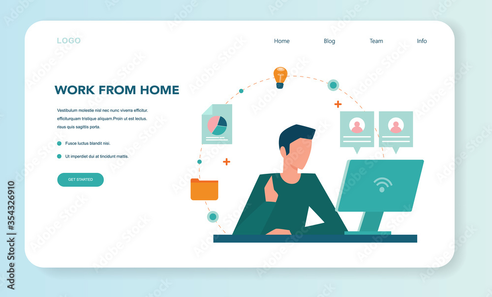 Remote working web banner or landing page. Telework Remote working web banner or landing page. Telework