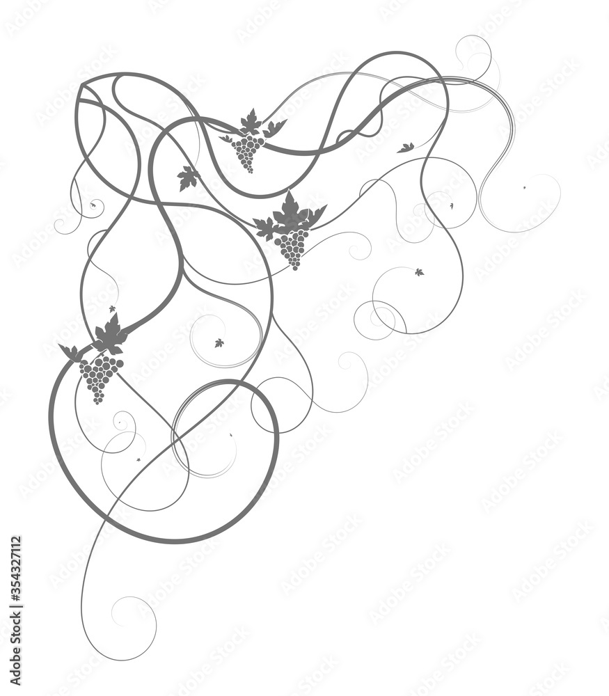 tangled pattern on a white background bunch of grapes