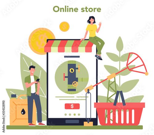 Oilman and petroleum industry online store. Pump jack extracting