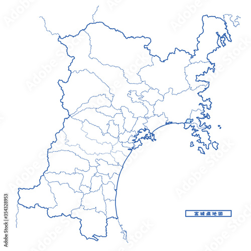 宮城県地図 シンプル白地図 市区町村