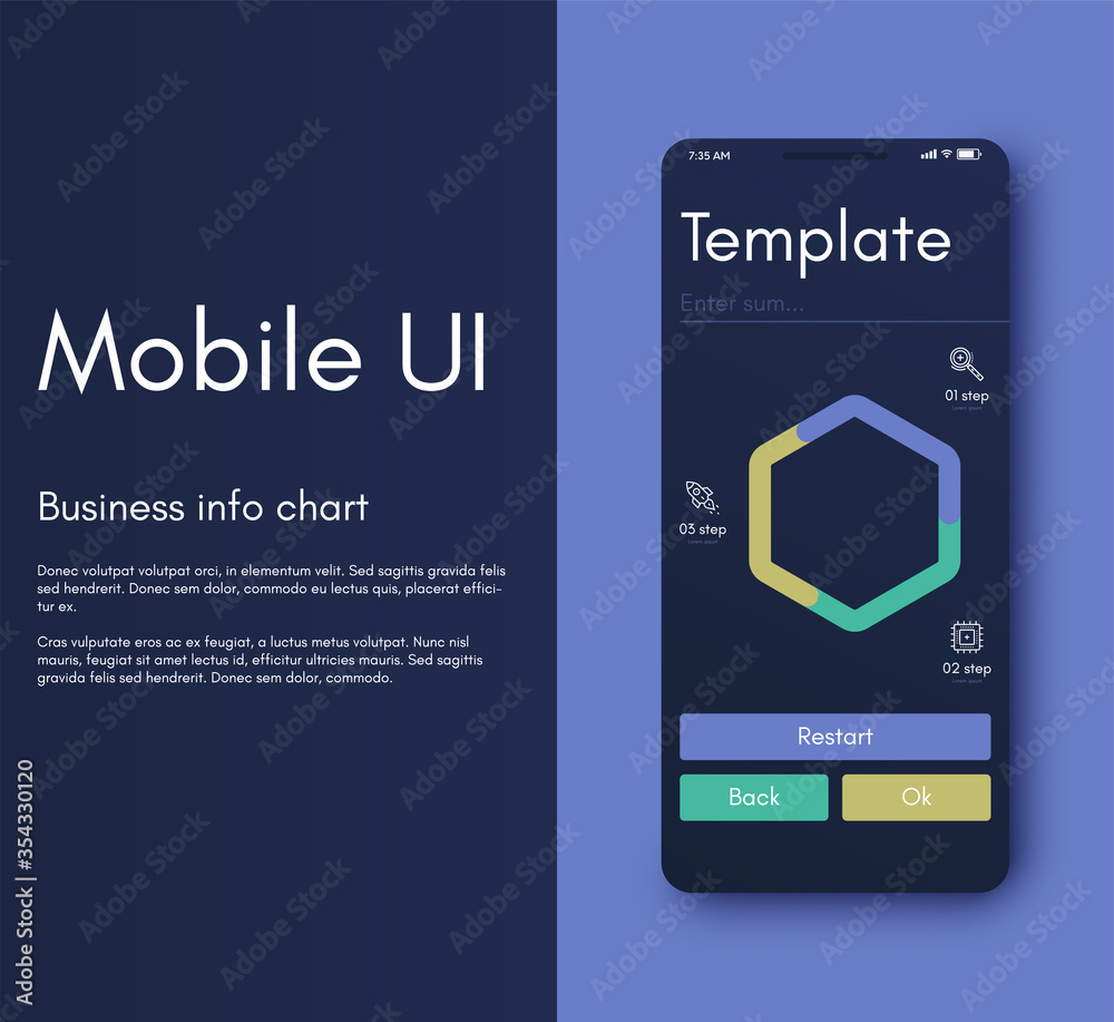 Naklejka premium Mobile application interface. Ui design, vector illustration