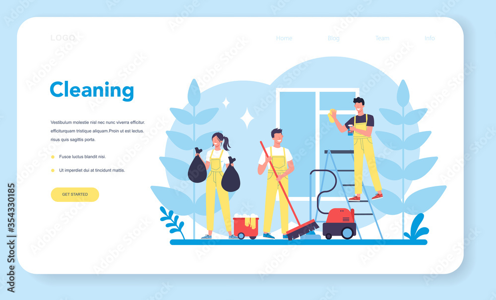 Cleaning service or company web banner or landing page.