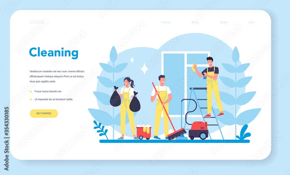 Cleaning service or company web banner or landing page. Cleaning service or company web banner or landing page.