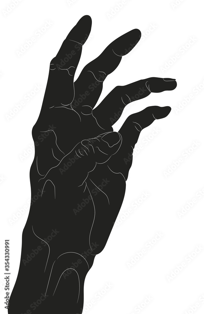 Fototapeta premium vector illustration of hands, silhouette drawing, vector