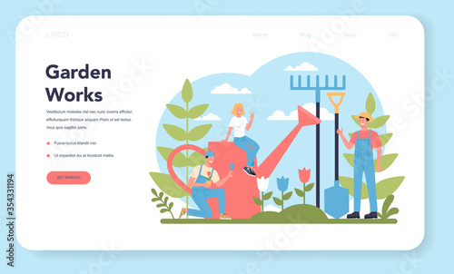 Gardening web banner or landing page. Idea of horticultural designer