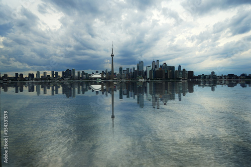Landscape with a reflection and clouds of Toronto, From Tronto Island Canada