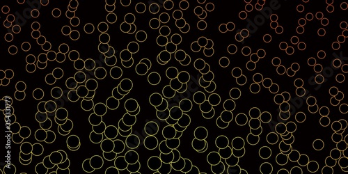 Dark Orange vector layout with circle shapes. Glitter abstract illustration with colorful drops. Design for posters, banners.