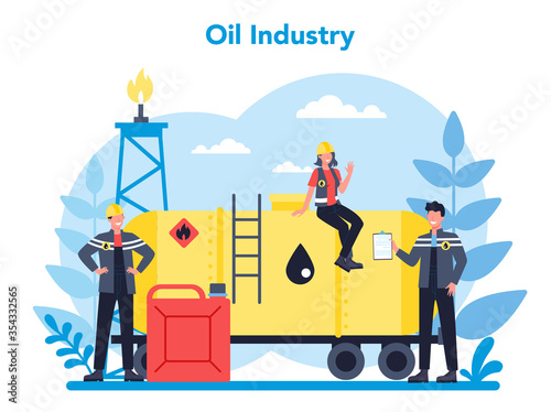 Oilman and petroleum industry concept. Pump jack extracting crude