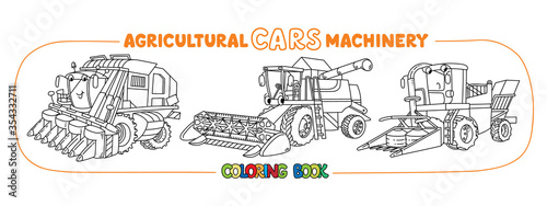 Agricultural machinery coloring book funny car set