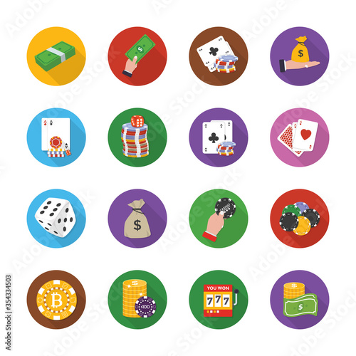 Casino And Gambling Flat Icons 