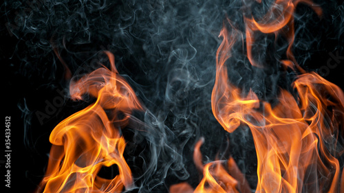 Canvas-taulu fire flames with sparks on a black background, close-up