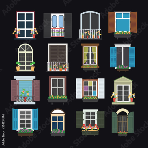 Pack Of Window Shutter Icons 