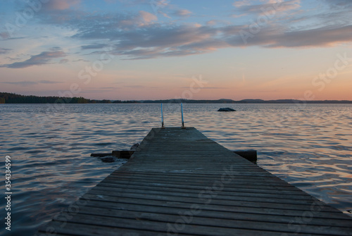 Fototapeta Naklejka Na Ścianę i Meble -  Sunset on the lake in Finland