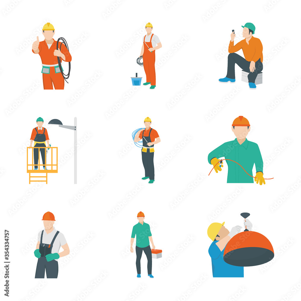 Electrical Worker Icons Electrical Worker Icons