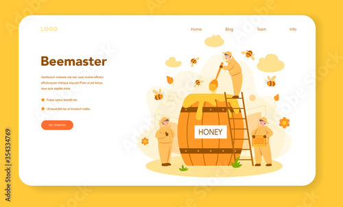 Hiver or beekeeper web banner or landing page. Professional