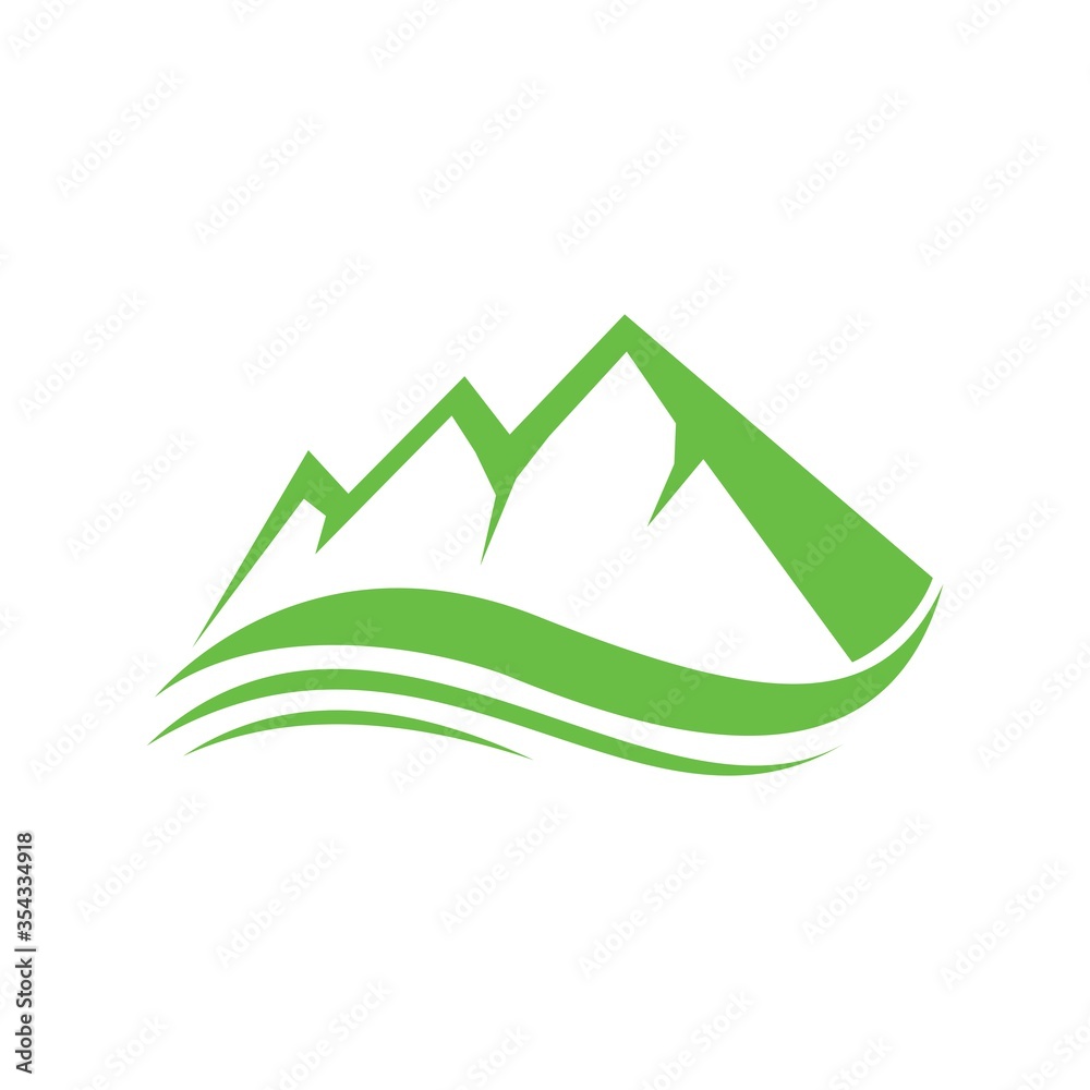clean modern mountain peak with water flow vector illustration design clean modern mountain peak with water flow vector illustration design