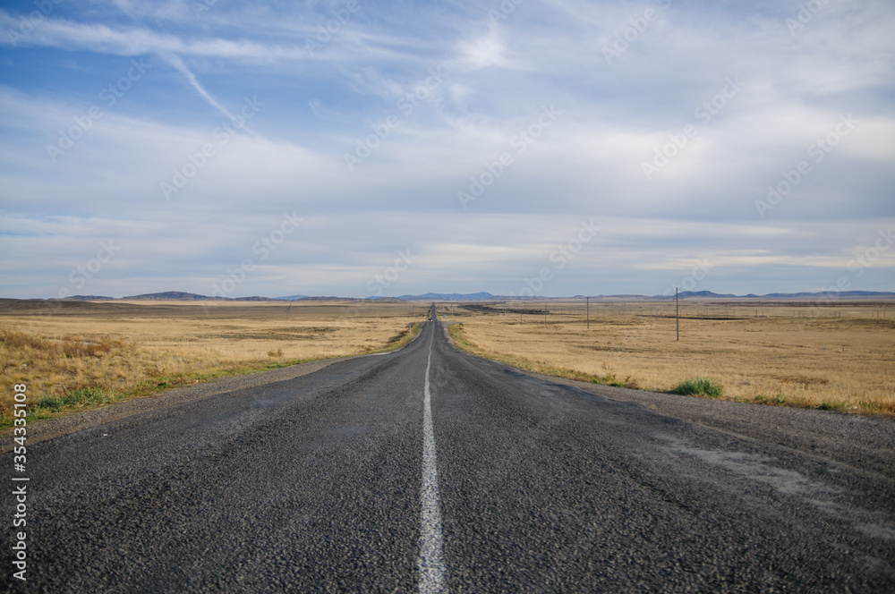 Desert road in Kazakhstan