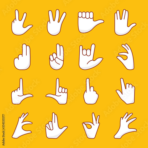 Cartoon Hands Icons Set