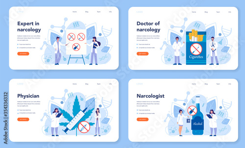 Narcologist web banner or landing page set. Professional medical