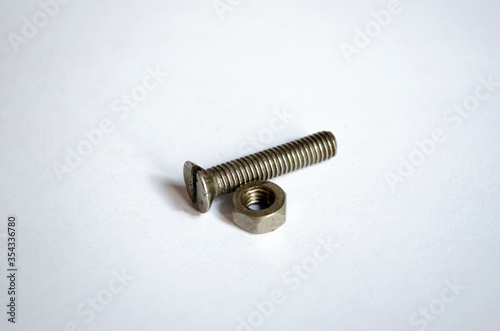 bolt with nuts on a white background