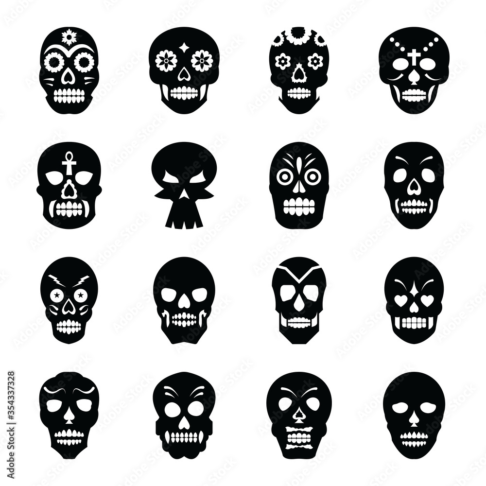 Tattoos Solid Icons set Tattoos Solid Icons set