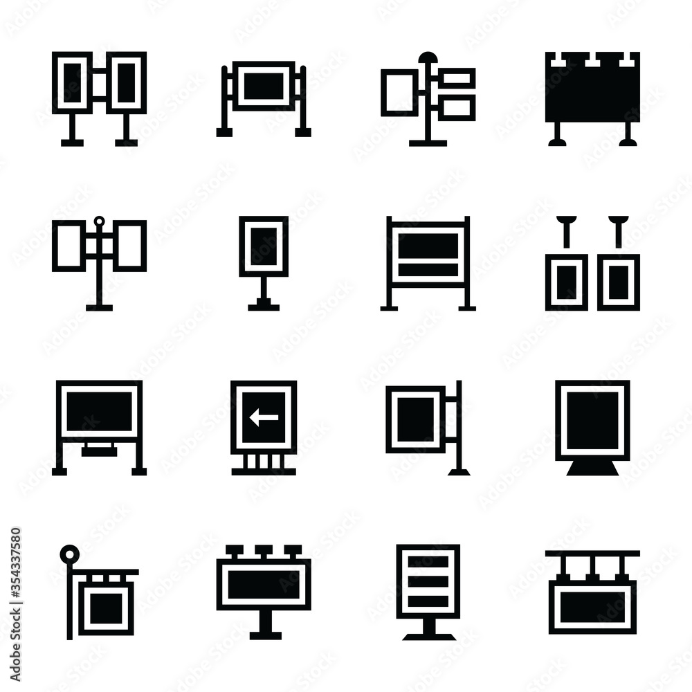 Banner stands icon set Banner stands icon set