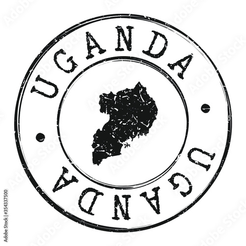 Uganda  Silhouette Postal Passport Stamp Round Vector Icon