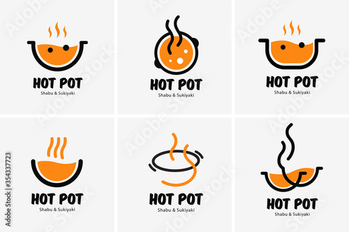 Hot pot shabu sukiyaki logo icon graphic japanese buffet restaurant