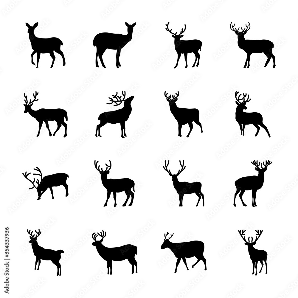 Fototapeta premium Fawn Silhouette set