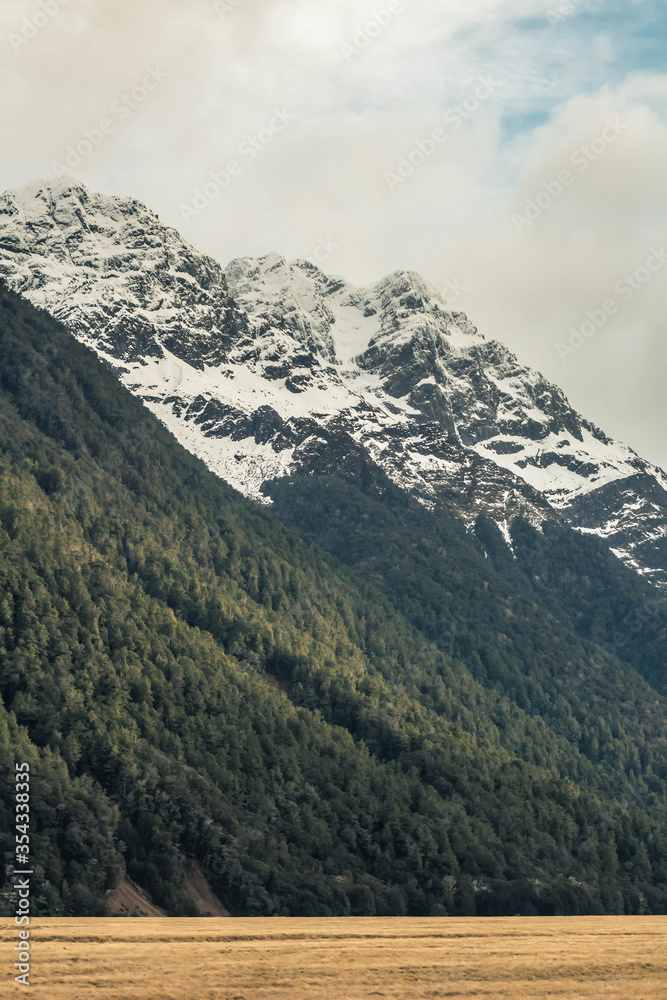 side view of a mountain in the New Zealand mountain range 