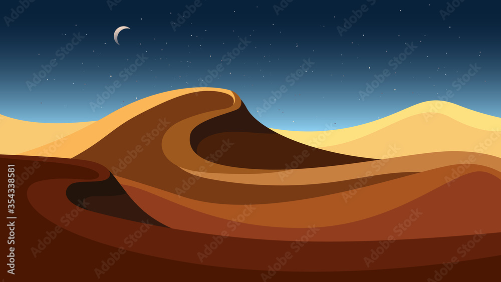 Night in the desert. Beautiful sand landscape. Night in the desert. Beautiful sand landscape.