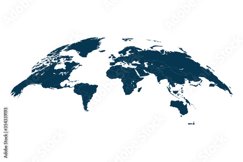 Fototapeta Naklejka Na Ścianę i Meble -  World map vector illustration. 3D globe world map isolated on white background