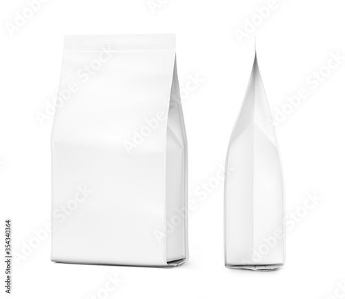 Realistic food bags isolated on white background. Isometric and side view. Vector illustration. Can be use for template your design, presentation, promo, ad. EPS 10.	