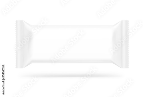 Hight realistic flow packaging mockup. Vector illustration isolated on white background. Can be use for your design, promo, adv and etc. Possibility for food, pharmaceutical, cosmetic. EPS10.	