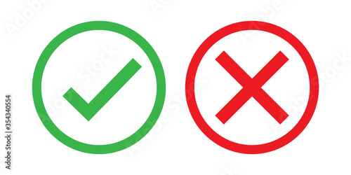 Check and cross mark in round, for your vector flat design.