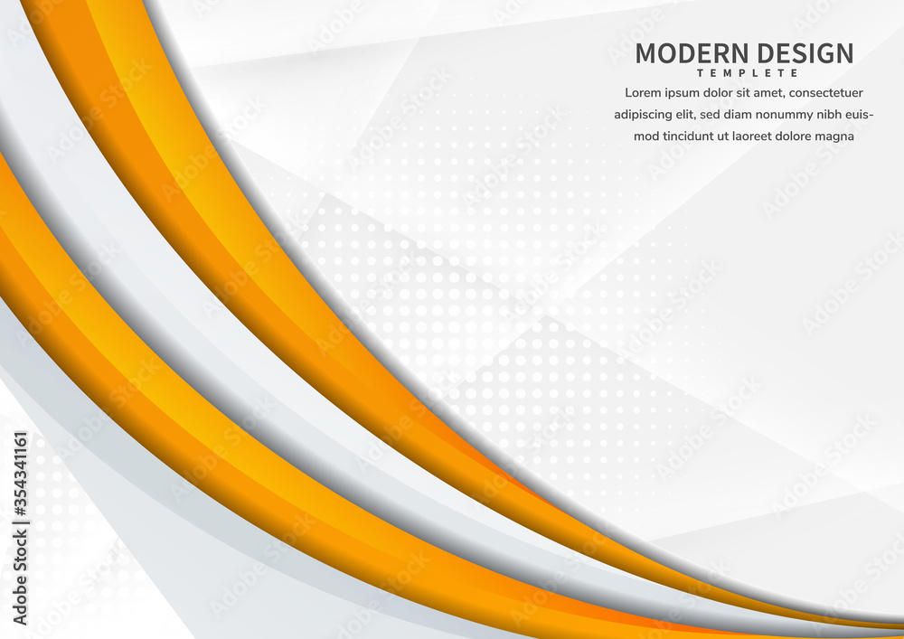 Abstract curve yellow and grey vibrant layer overlapping on white background.